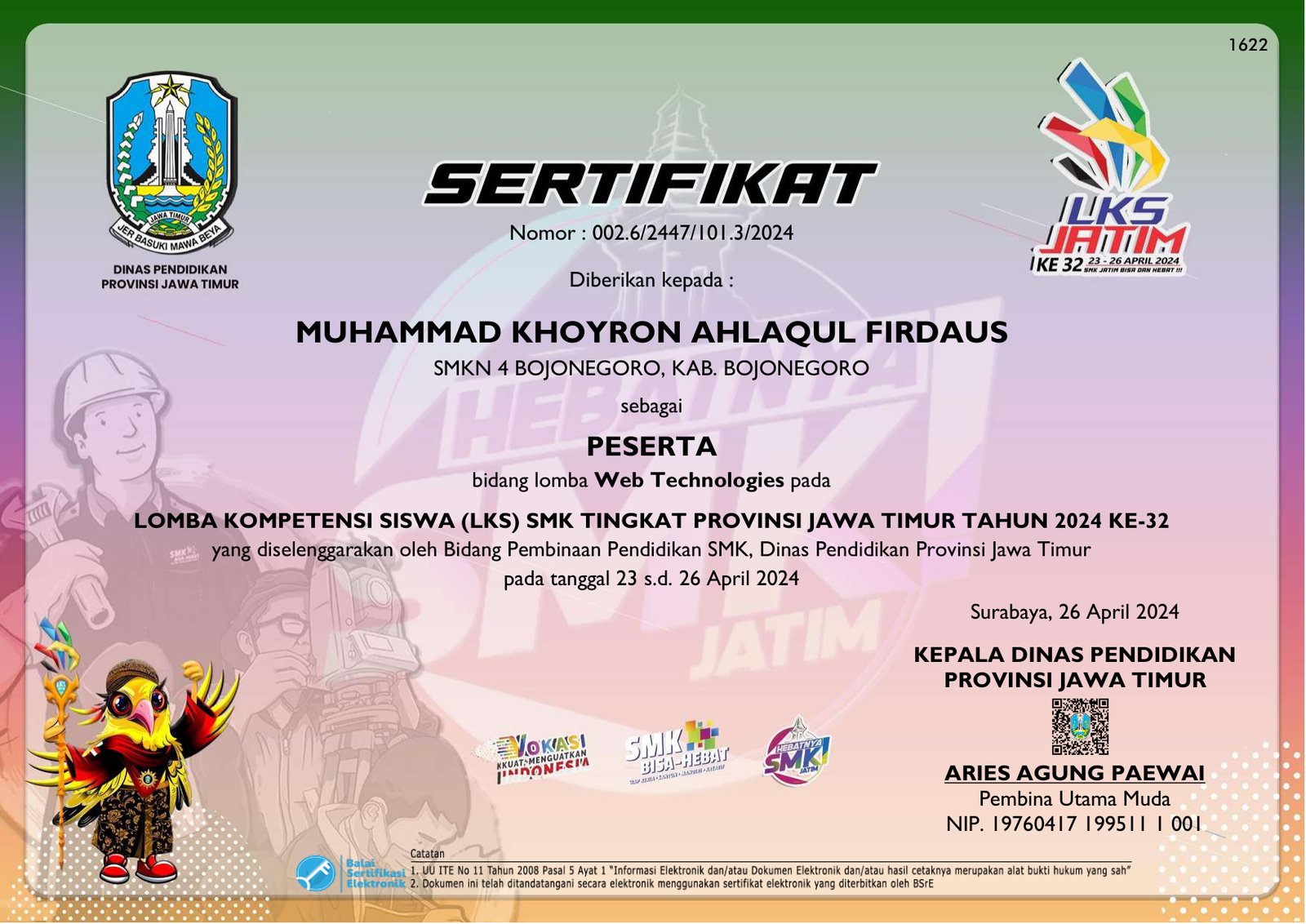 Peserta LKS SMK Tingkat Provinsi Jawa Timur Ke-32 Bidang Web Technologies
